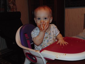 Messy Baby who is Baby Led Weaning